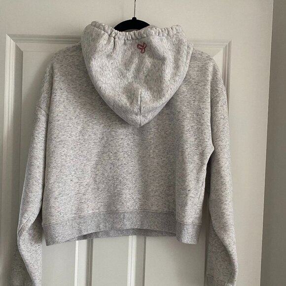 Tna Cozy Fleece Pullover Boyfriend Cropped Hoodie Striped Accents Sleeves Sz XS - Picture 2 of 8